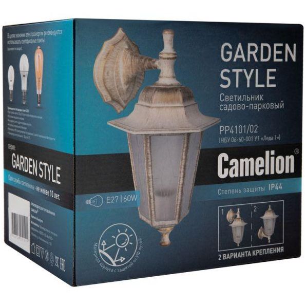 Светильник садово-парковый PP4101/02 C64 НБУ 06-60-001 У1 "Леда1" 6-гран. пласт. +пласт. черн. бронза Camelion 13835