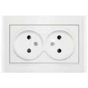 Розетка 2-м СП Бриллиант 16А IP20 защ. шторки без заземл. бел. Universal 7947526