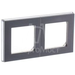 Рамка Levit 2п сталь/дым. черн. ABB 2CHH015020A6069