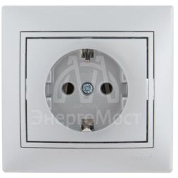 Розетка 1-м СП Мира керам. с заземл. метал. сер. LEZARD 701-1010-122
