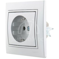 Розетка 1-м СП Мира керам. с заземл. метал. сер. LEZARD 701-1010-122