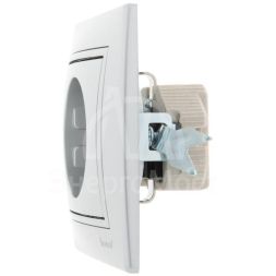 Розетка 1-м СП Мира керам. с заземл. метал. сер. LEZARD 701-1010-122