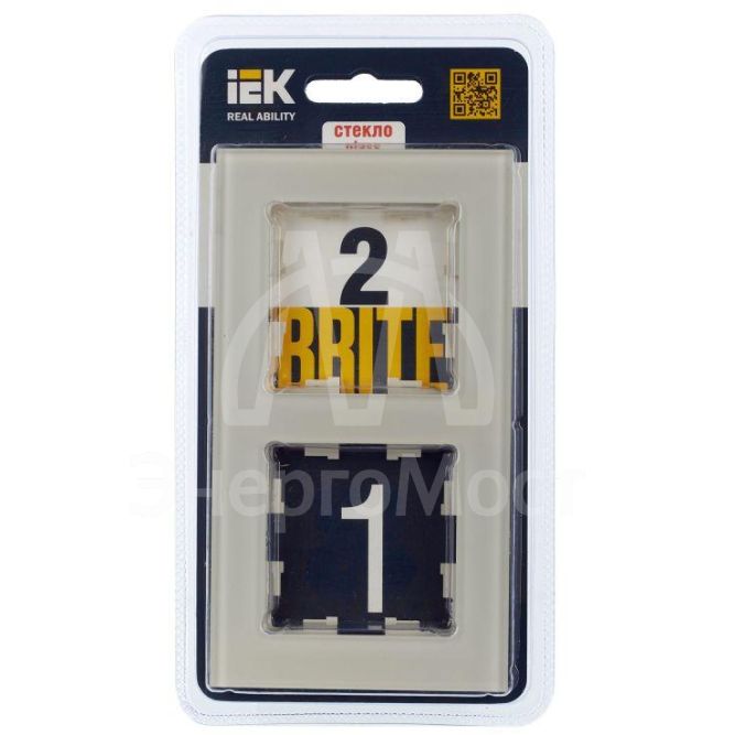 Рамка 2-м BRITE РУ-2-2-БрВа стекло ванильн. IEK BR-M22-G-K10