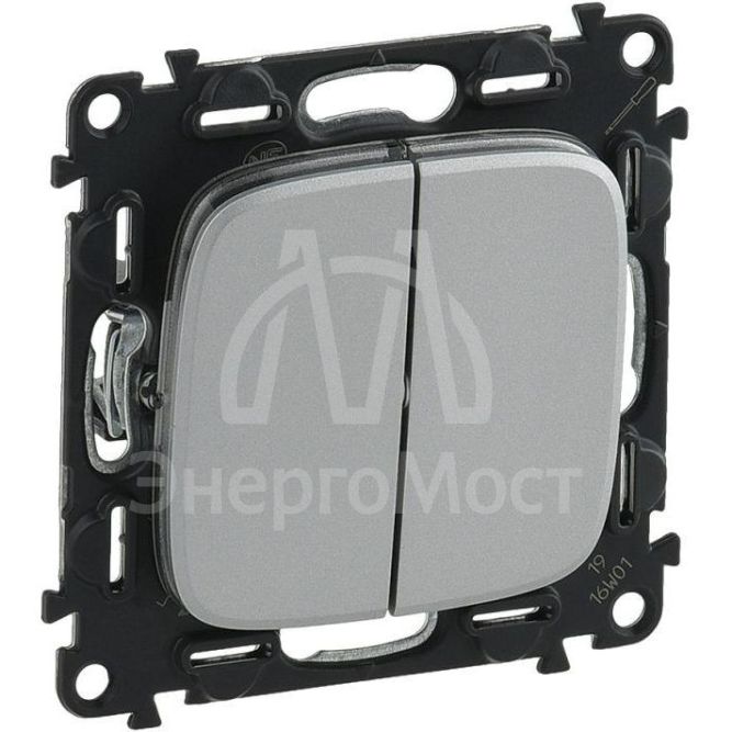 Механизм переключателя 2-кл. СП Valena Allure 10А IP20 250В с лиц. панелью безвинт. зажимы алюм. Leg 752908