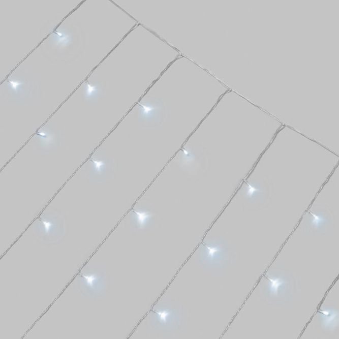 Гирлянда светодиодная занавес 3х2м 264 LED бел. прозр. ПВХ IP44 эффект мерцания 22 нити 12 LED/нить Neon-Night 235-525