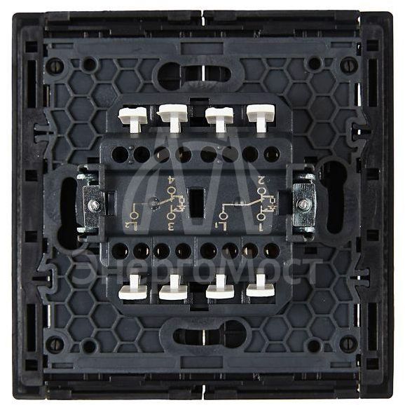 Выключатель проходной 2-кл. СП FORTE&amp;amp;PIANO 10А FP108 с индикацией черн. IEK FP-V22-1-10-1-K02