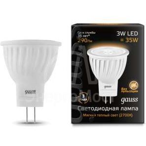 Лампа светодиодная Black D35х45 SMD MR11 3Вт 2700К тепл. бел. GU4 250лм 150-265В FROST Gauss 132517103
