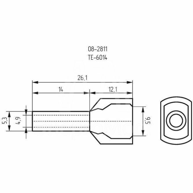 Наконечник штыревой втулочный изолир. (НШВИ F-14мм) 2х6кв.мм (TE-6014) зел. REXANT 08-2811
