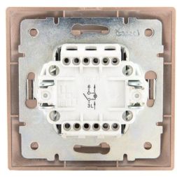 Выключатель 1-кл. СП Мира 10А IP20 с подсветкой со вставкой свет. корич. перламутр LEZARD 701-3131-111