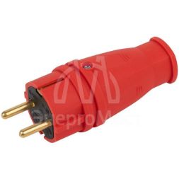 Вилка VX10-R-IP44 16А IP44 прямая с заземл. каучук красн. ЭРА Б0055415