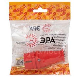 Вилка VX10-R-IP44 16А IP44 прямая с заземл. каучук красн. ЭРА Б0055415