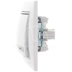 Выключатель 2-кл. СП Мира 10А IP20 с подсветкой с сер. вставкой бел. LEZARD 701-0215-112