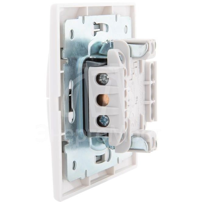 Выключатель 2-кл. СП Мира 10А IP20 с подсветкой с сер. вставкой бел. LEZARD 701-0215-112