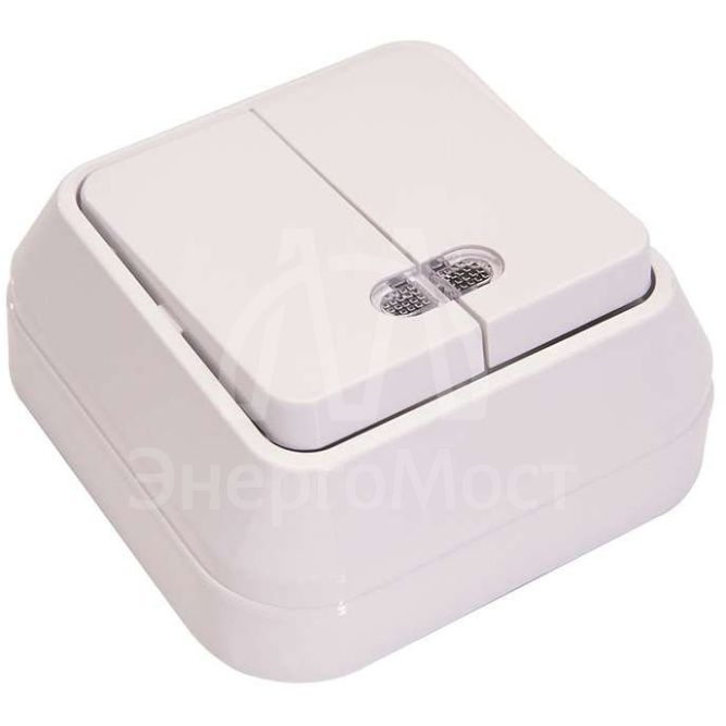 Выключатель 2-кл. ОП 10А IP20 с подсветкой бел. Makel 45123