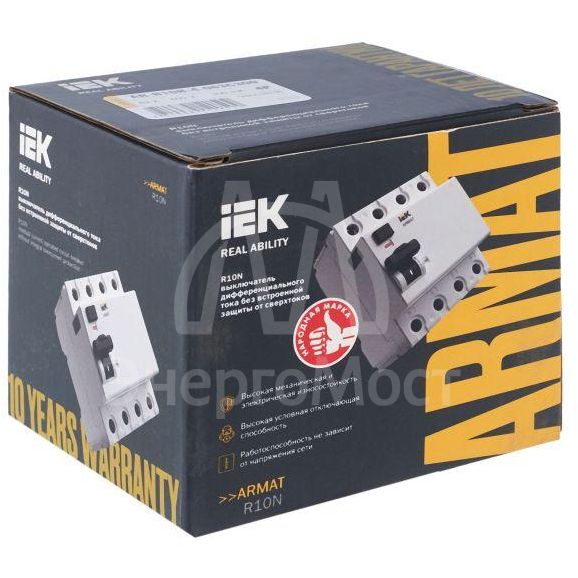 Выключатель дифференциального тока (УЗО) 4п 63А 300мА тип AC ВДТ R10N ARMAT IEK AR-R10N-4-063C300