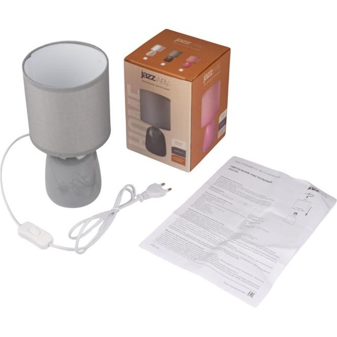Светильник настольный JH2-02-gy E14 IP20 130х130х255мм керамика; ткань; PVC-пластик сер. JazzWay 5062320