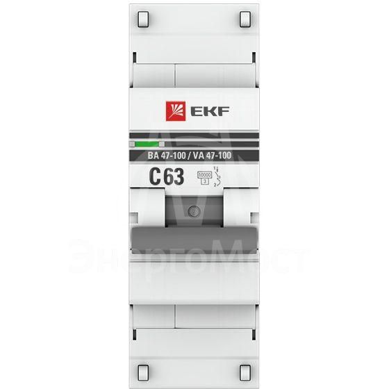 Выключатель автоматический модульный 1п C 63А 10кА ВА 47-100 PROxima EKF mcb47100-1-63C-pro