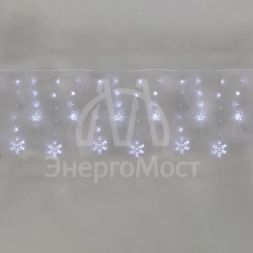 Гирлянда &amp;quot;Бахрома&amp;quot; со снежинками 2.4х0.9м 150 LED с контроллером 8 режимов 230В бел. Neon-Night 255-075