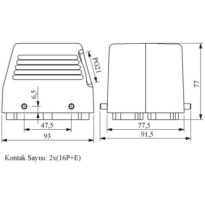 Вилка боковой ввод 32 полюса 16А EMAS EBM32FU10
