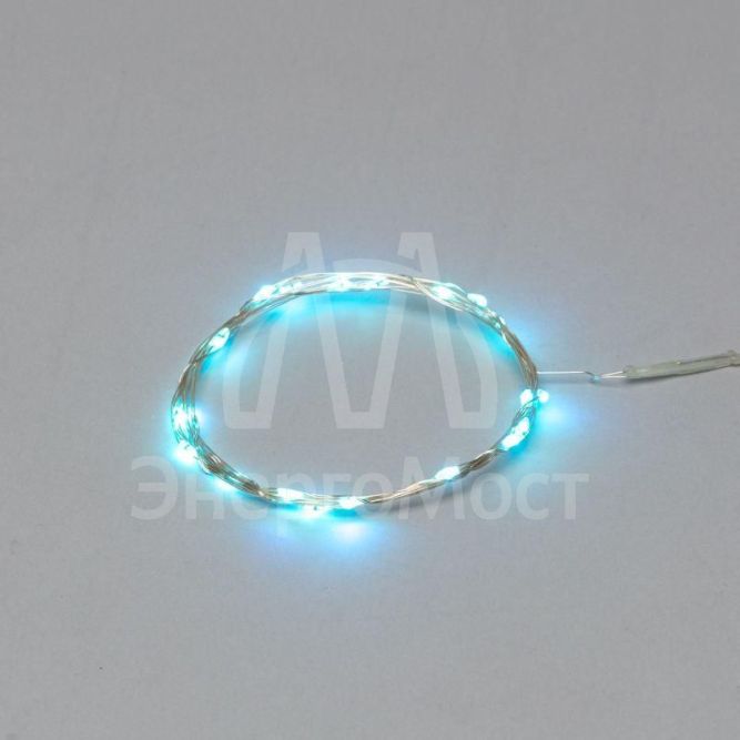 Гирлянда &amp;quot;Роса&amp;quot; (батарейки 3хААА в компл.) 2м 20LED бирюз. прозр. провод 2Вт 4.5В IP20 NEON-NIGHT 303-004