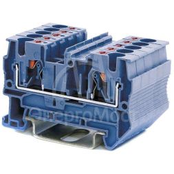 Клемма проходная зажим push-in 2 точки подключения 4кв.мм син. DKC VPR-4-BU