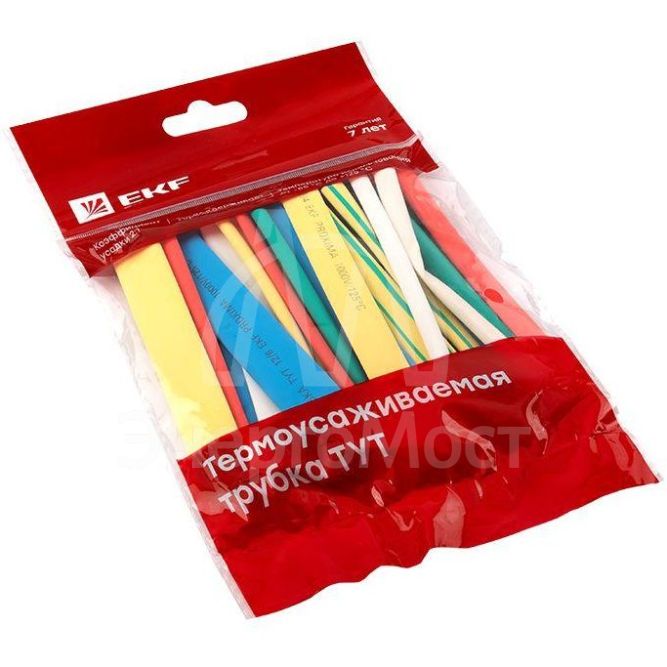 Набор трубок термоусадочных ТУТ 4/2; 6/3; 8/4; 10/5; 12/6 (7 цветов по 5шт 100мм) PROxima EKF tut-n-4-r
