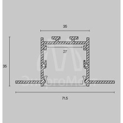 Профиль алюминиевый скрытого монтажа 71х35 Maytoni ALM-7135-S-2M