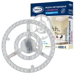 Модуль светодиодный высокой мощности для декоративных светильников 60Вт 6000лм 230В 4000К d270х25мм IP20 IONICH 2082