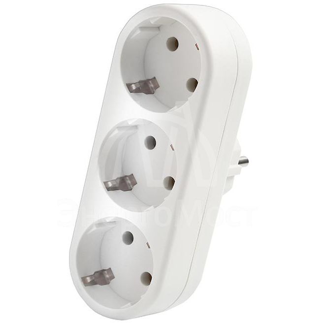 Разветвитель 3-м плоский с заземл. 16А 3500Вт 250В бел. DОМТОК 2656