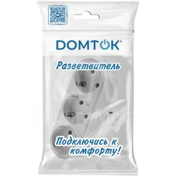 Разветвитель 3-м плоский с заземл. 16А 3500Вт 250В бел. DОМТОК 2656