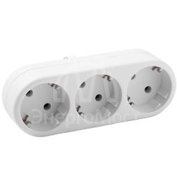 Разветвитель 3-м плоский с заземл. 16А 3500Вт 250В бел. DОМТОК 2656