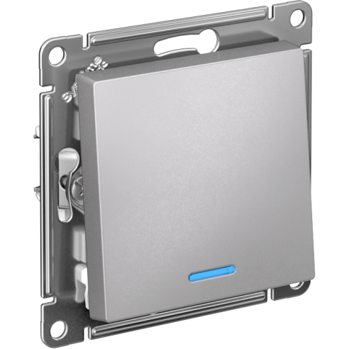 Переключатель проходной 1-кл. СП AtlasDesign 10А IP20 (сх. 6а) 10AX с подсветкой механизм алюм. SE ATN000363