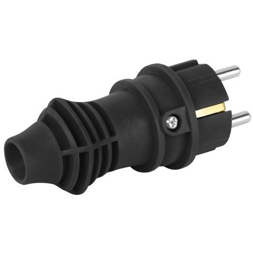 Вилка прямая VX13-B-IP44 16А IP44 с заземл. каучук черн. Эра Б0069321