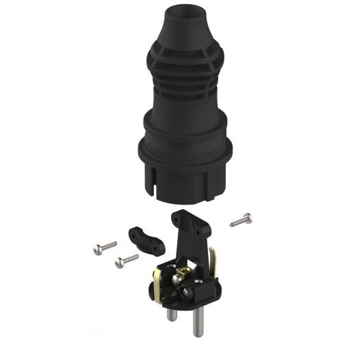 Вилка прямая VX13-B-IP44 16А IP44 с заземл. каучук черн. Эра Б0069321