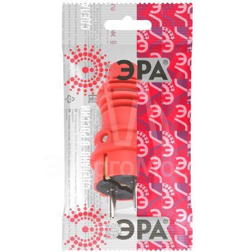 Вилка прямая VX13-R-IP44 16А IP44 с заземл. каучук красн. Эра Б0069322