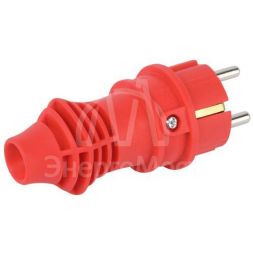 Вилка прямая VX13-R-IP44 16А IP44 с заземл. каучук красн. Эра Б0069322