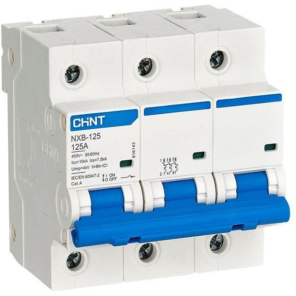 Выключатель автоматический модульный 3п D 100А 10кА NXB-125 (R) CHINT 816142