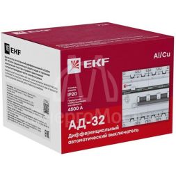 Выключатель автоматический дифференциального тока 3п+N C 25А 30мА тип AC 4.5кА АД-32 PROxima EKF DA32-25-30-4P-pro