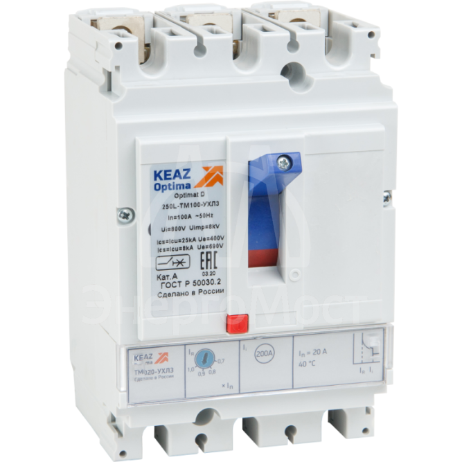 Выключатель автоматический OptiMat D250L-TM100-УХЛ3 КЭАЗ 291417