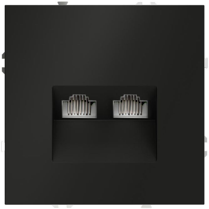 Розетка компьютерная 2-м СП S70 RJ45 + RJ45 кат.6 механизм черн. матов. Voltum VLS060208