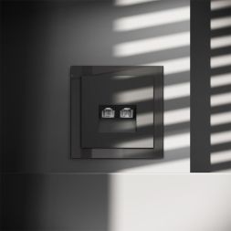 Розетка компьютерная 2-м СП S70 RJ45 + RJ45 кат.6 механизм черн. матов. Voltum VLS060208