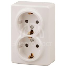 Розетка ОП 11-2206-02 2х2P+E Schuko защ. шторки 16АХ-250В Эксперт сл. кость ЭРА Б0020695