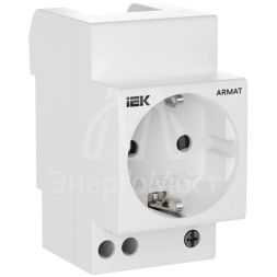 Розетка на DIN-рейку 45мм с заземл. защ. шторки 16А ARMAT IEK AR-SOD-G-GND-S-016