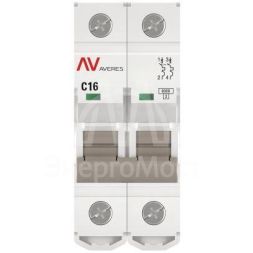 Выключатель автоматический модульный 2п C 16А 6кА AV-6 AVERES EKF mcb6-2-16C-av