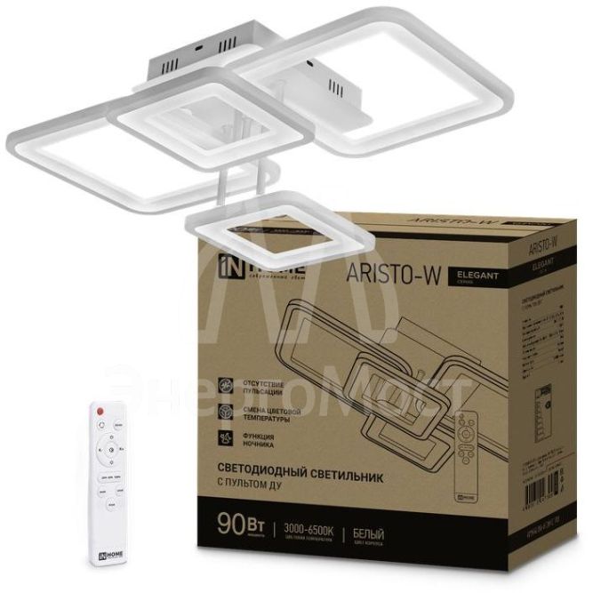 Светильник светодиодный ELEGANT ARISTO-W 90Вт 230В 3000-6500К 7000лм 535х370х151мм пульт ДУ бел. IN HOME 4690612047300