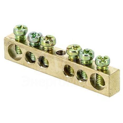 Шина PEN &amp;quot;ноль-земля&amp;quot; 6х9 6 отвер. латунь крепеж по центру PROxima EKF sn0-63-06