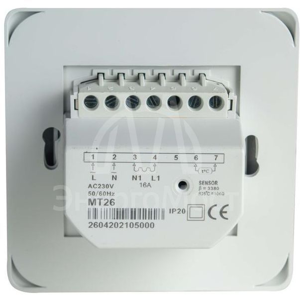 Термостат мех. MT-26 датчик пола +5/+40град.C 230В 16А 3.5кВт бел. Extherm MT-26
