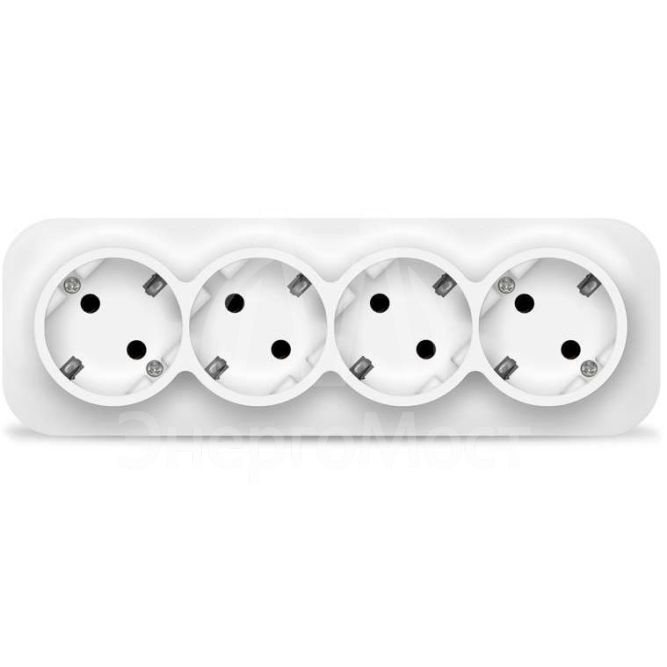 Розетка 4-м ОП 16А IP20 с заземл. бел. IONICH 1447