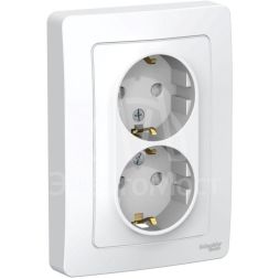 Розетка 2-м СП BLANCA 16А 250В защ. шторки с заземл. бел. SchE BLNRS001121