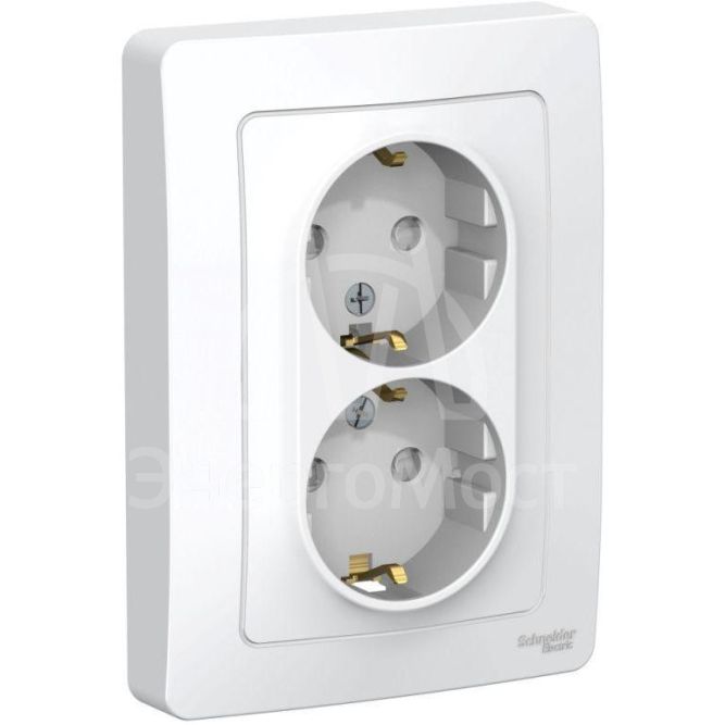 Розетка 2-м СП BLANCA 16А 250В защ. шторки с заземл. бел. SchE BLNRS001121
